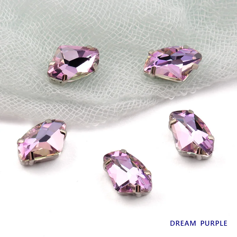dream purple Новинка, популярные, 9*14 мм, галактические коготь, пришитые стразы, Хрустальное стекло, пришитые по камню, стразы для шитья, аксессуары для diy - Цвет: dream purple