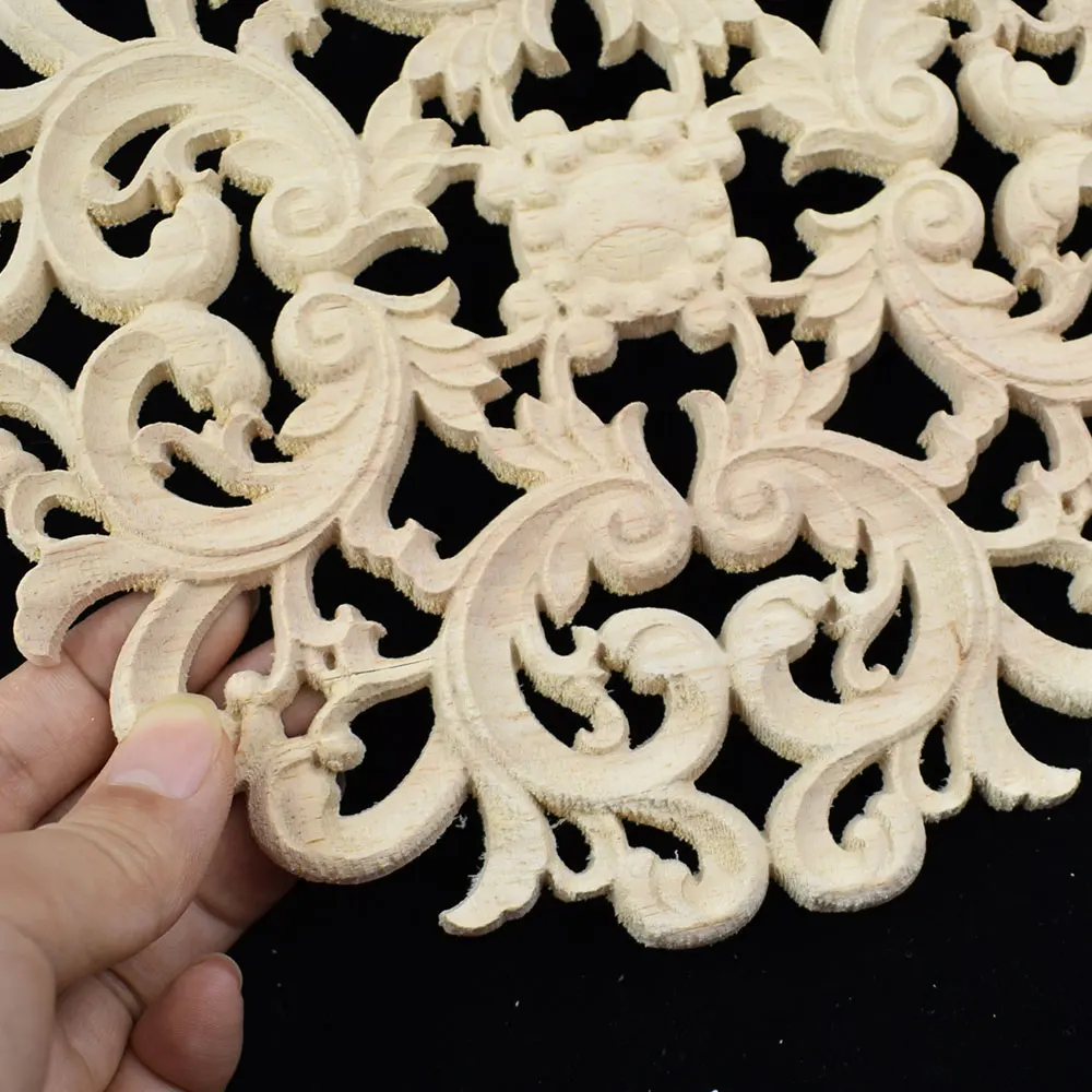 20/24CM Natural Floral Wood Carved Decal European Style Woodcarving Furniture Applique Home Decoration Accessories - купить по