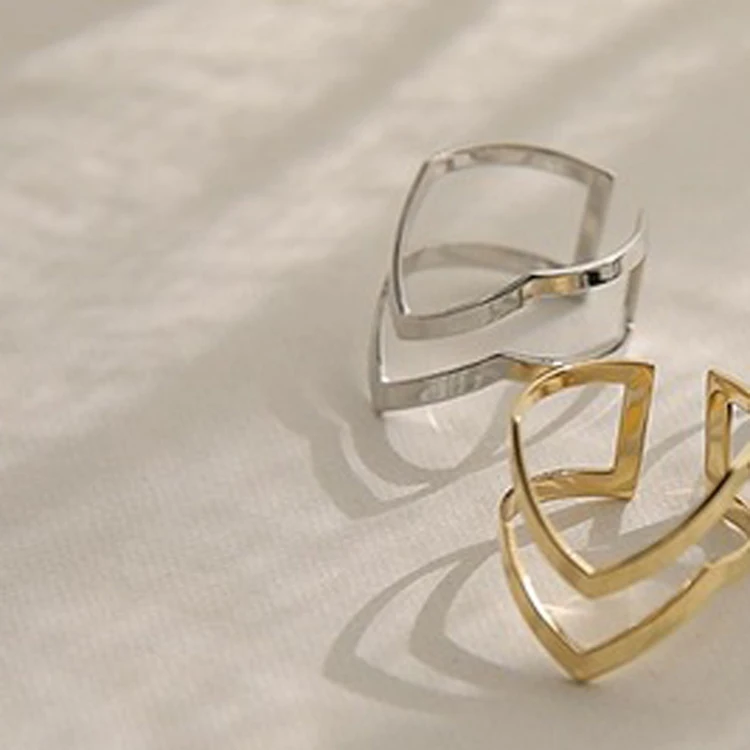 Fashion Plated Double V-shaped Half Opened Adjustable Vintage Woman Rings Charming Jewelery RING-0239 | Украшения и аксессуары
