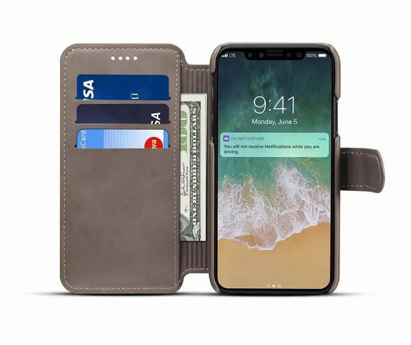 Брендовый Новый чехол для iphone XS X Роскошный кошелек из искусственной кожи