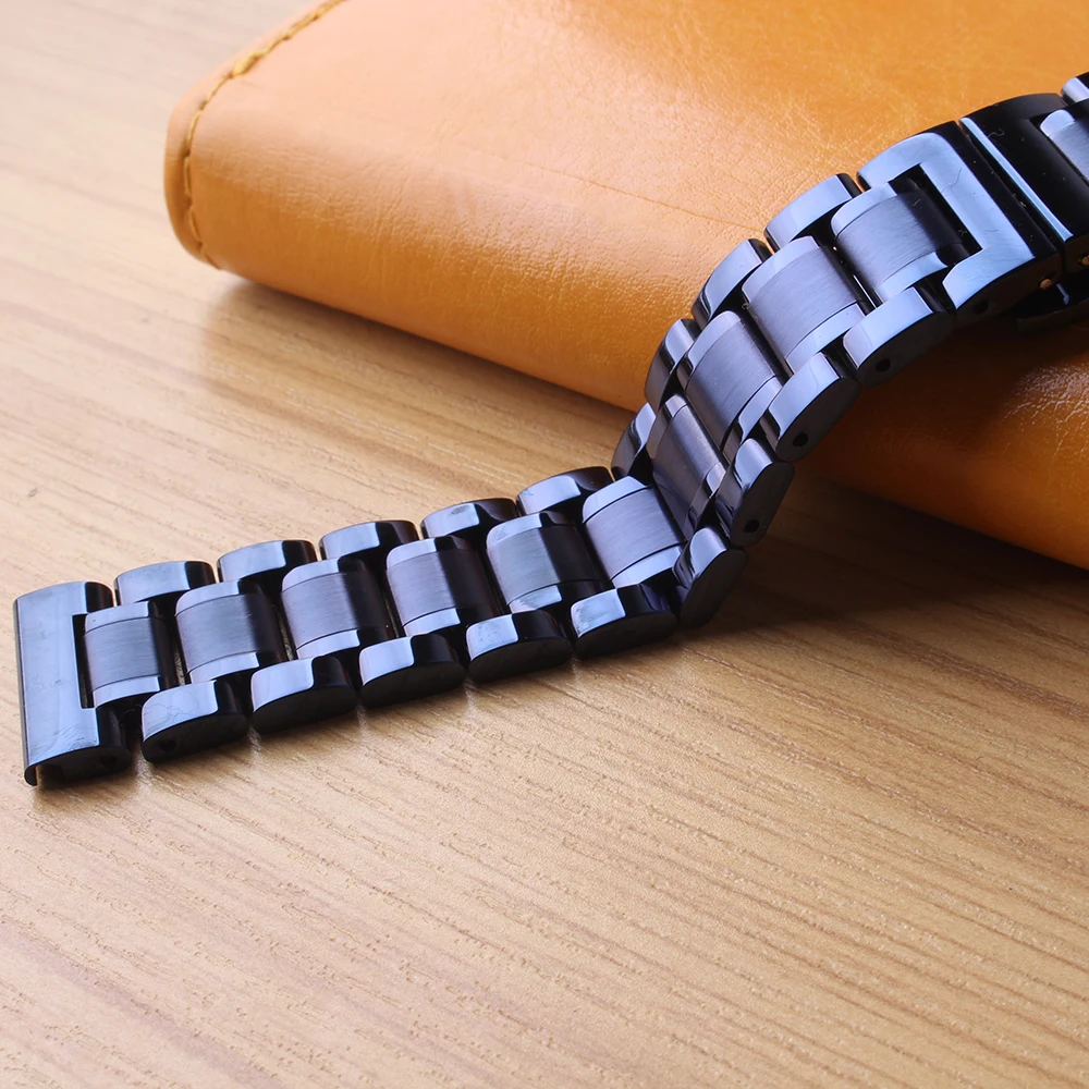 

20mm 22mm Matte and polished Stainless steel Watchbands Bracelet dark blue fashion accessories solid links fit men women watches