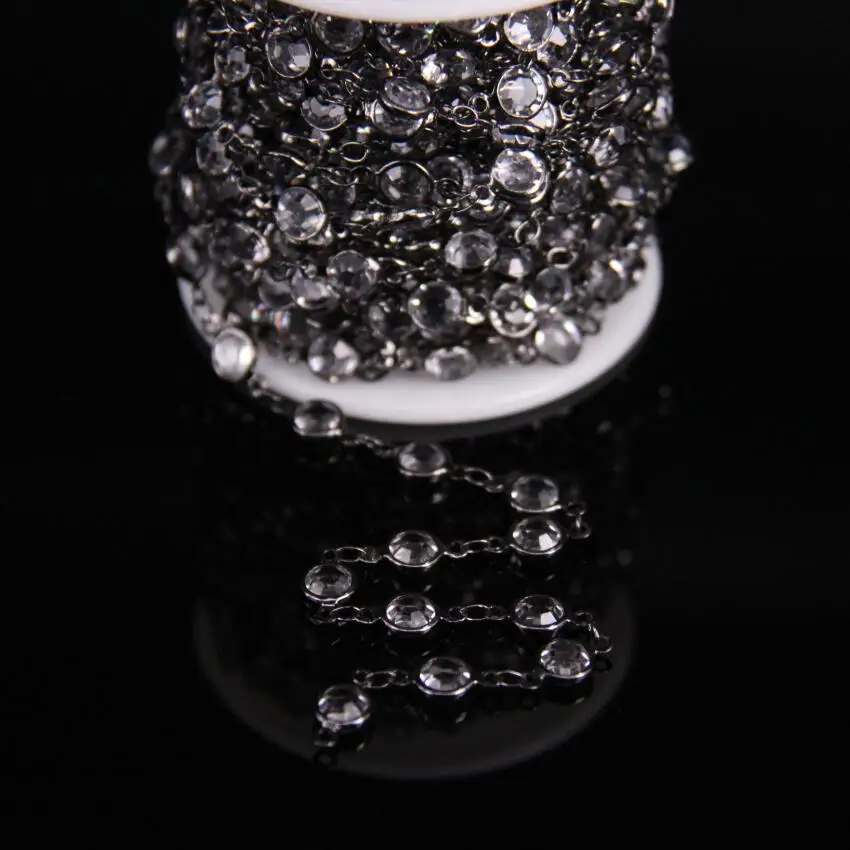 6mm Clear White Cubic Zircon Faceted Flat Round beaded Chain Coin Gun black Rosary Charms CZ | Украшения и аксессуары