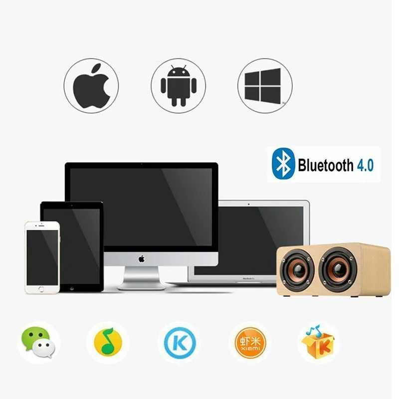 Деревянный беспроводной Bluetooth динамик двойной поддержка tf карты AUX аудио