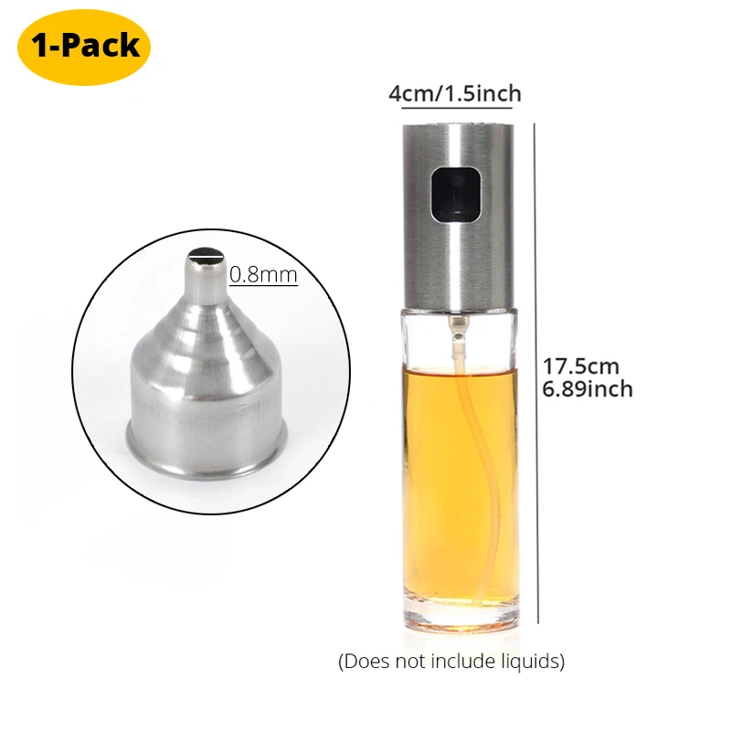 1 Pack Glass Распылитель оливкового масла для барбекю, жарки, салата, выпечки-распылители из нержавеющей стали стеклянная бутылка-пищевой спрей для приготовления пищи - Цвет: 1 Pack Glass