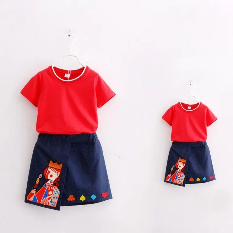 Платье для мамы и дочки Семейный комплект одежды летняя футболка + юбка из 2