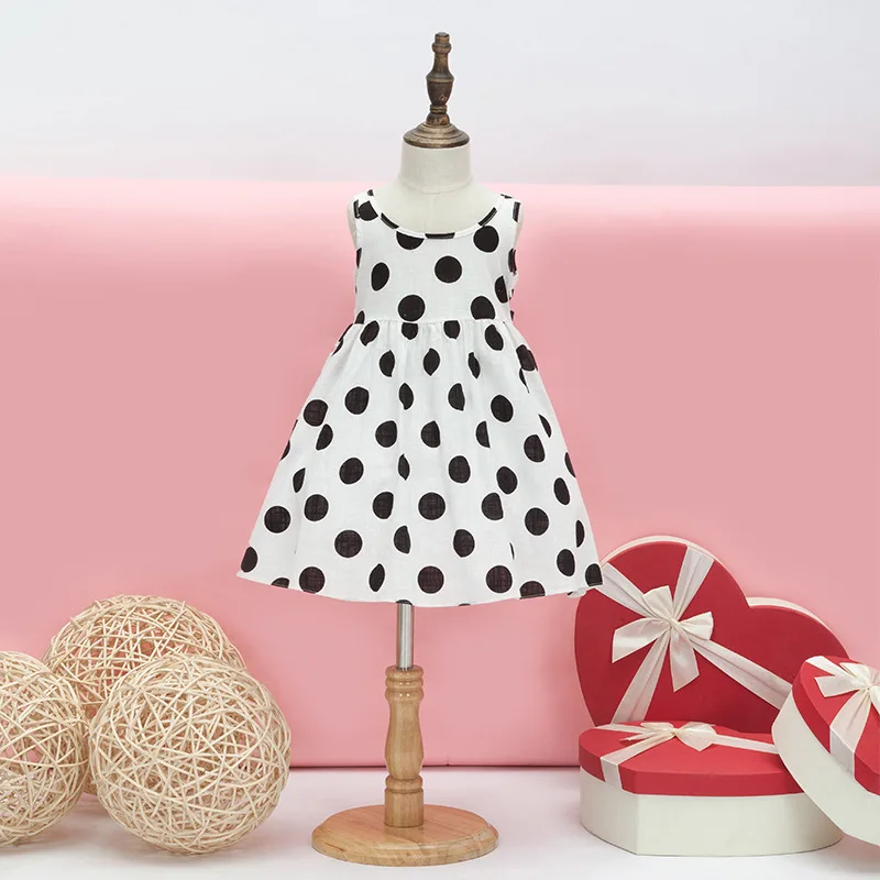 2018 New Summer Wave point Girls Kids Dress Cotton Cute Children Party Sleeveless Dresses D056 | Детская одежда и обувь