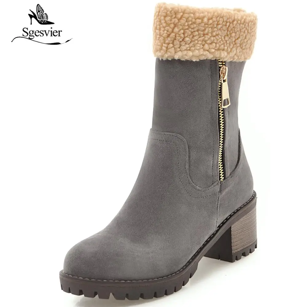 Сапоги женские зимние на меху высоком устойчивом каблуке до середины икры | Обувь