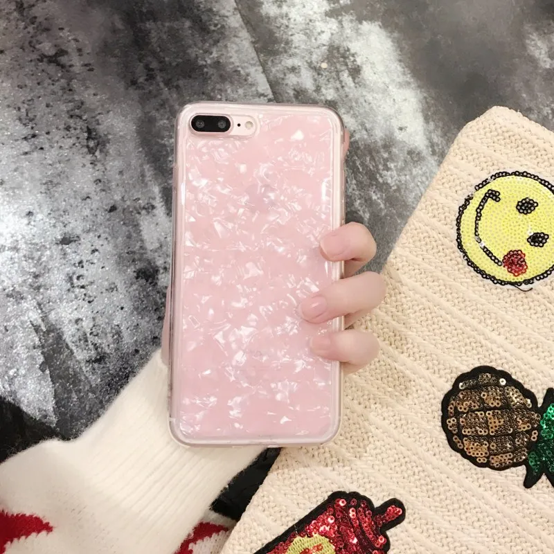Ayeena Simple Seashells Skin Soft Phone Case For iphone X 6 6S 7 8 Plus Ultra Slim TPU Conque for Girly |
