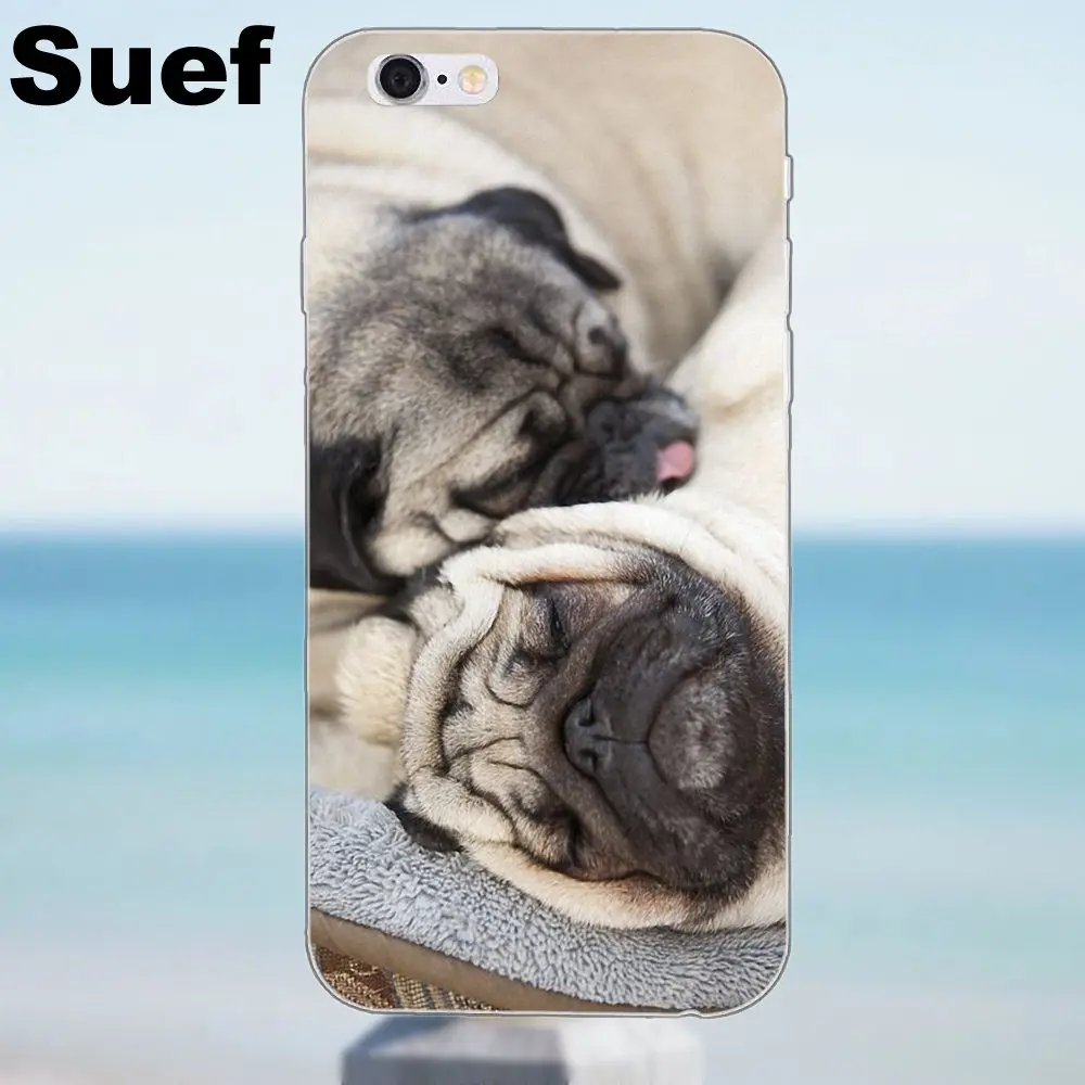 TPU узор Розовый Мопс Собака Мода анимель для iPhone 4 4S 5 5S 5C SE 6 6S 7 8 Plus X Samsung Galaxy J1 J3 J5 J7 A3