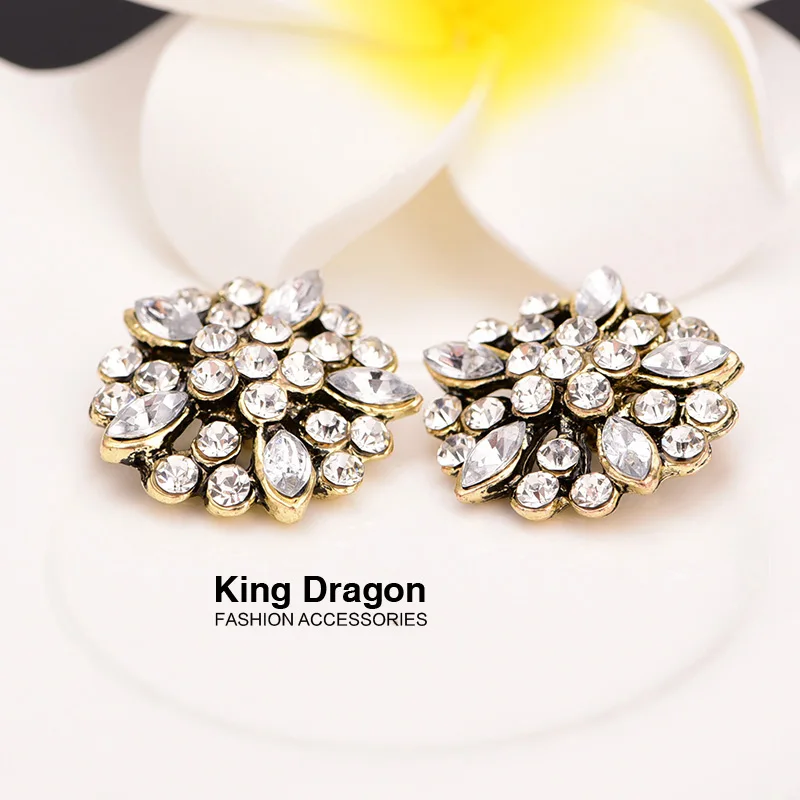 Новое поступление античная медная пуговица со стразами 20 мм 5 шт./лот хвостовик