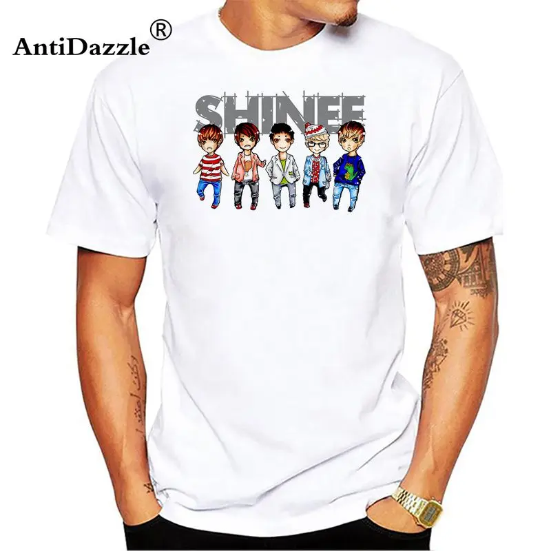 Летняя футболка Kpop SHINEE с коротким рукавом Модная хлопковая для молодых больших
