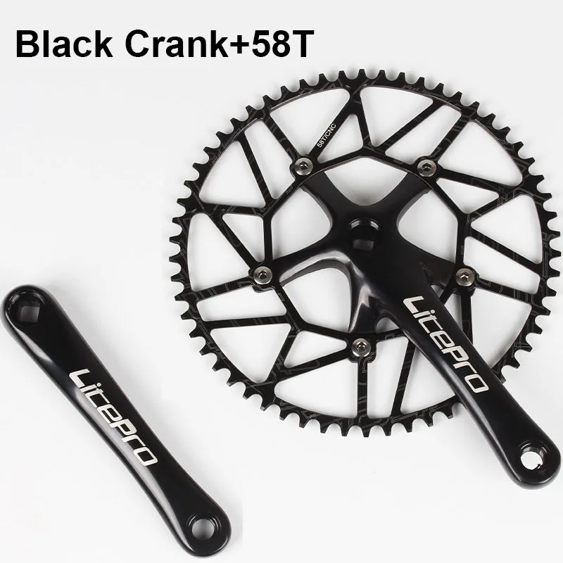 58T Black Crank 130 BCD 50/52/54/56/58 T велосипедная Звездочка узкий широкий полый односкоростной MTB BMX складной велосипедная Звездочка круглая шатунная пластина - Цвет: 58T Black Crank