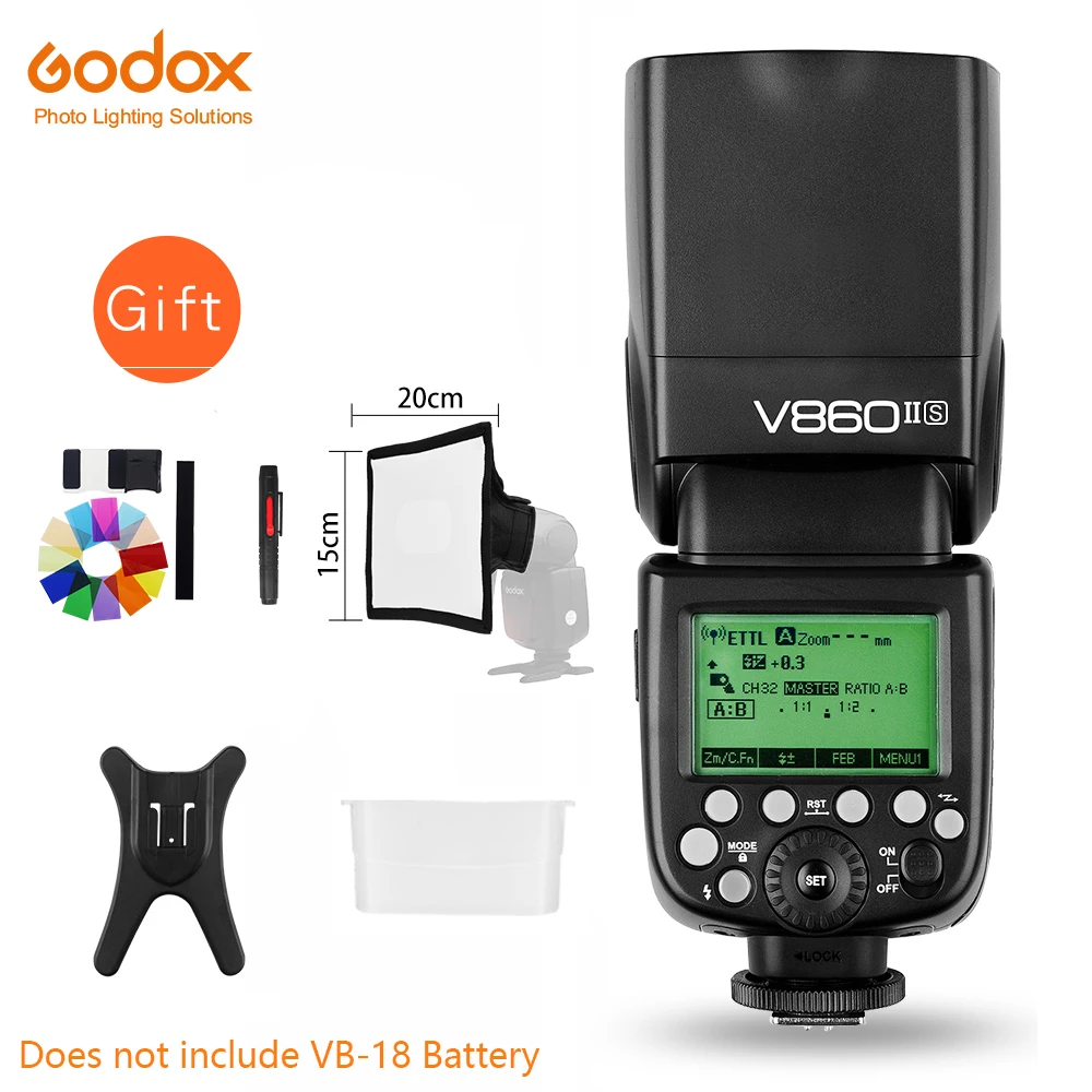 Вспышка Godox Ving V860II C/N/S/F/O TTL HSS 1/8000 Speedlite для Canon Nikon Sony Fuji Olympus DSLR Без аккумулятора VB