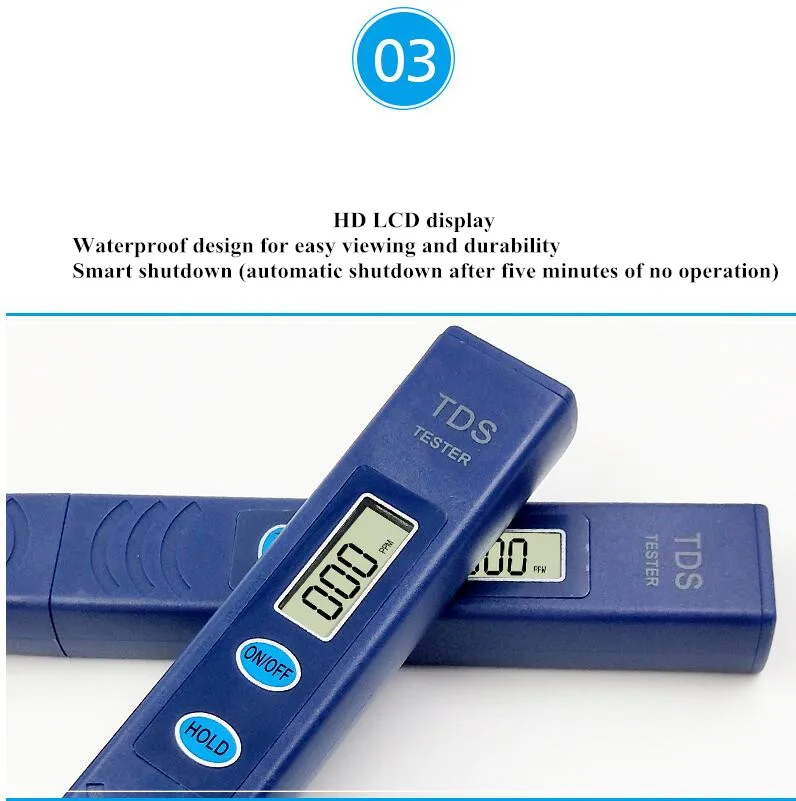 High Quality Deep Blue Portable Pen Digital TDS Meter 2 Key 0-9990PPM Filter Measuring Water Purity Tester 40%Off | Инструменты