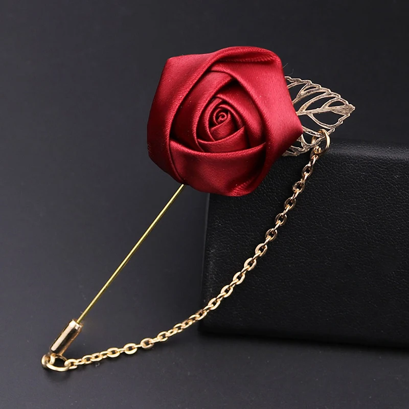 Атласные розы свадебные бутоньерка жених сплав лист Свадебный искусственный