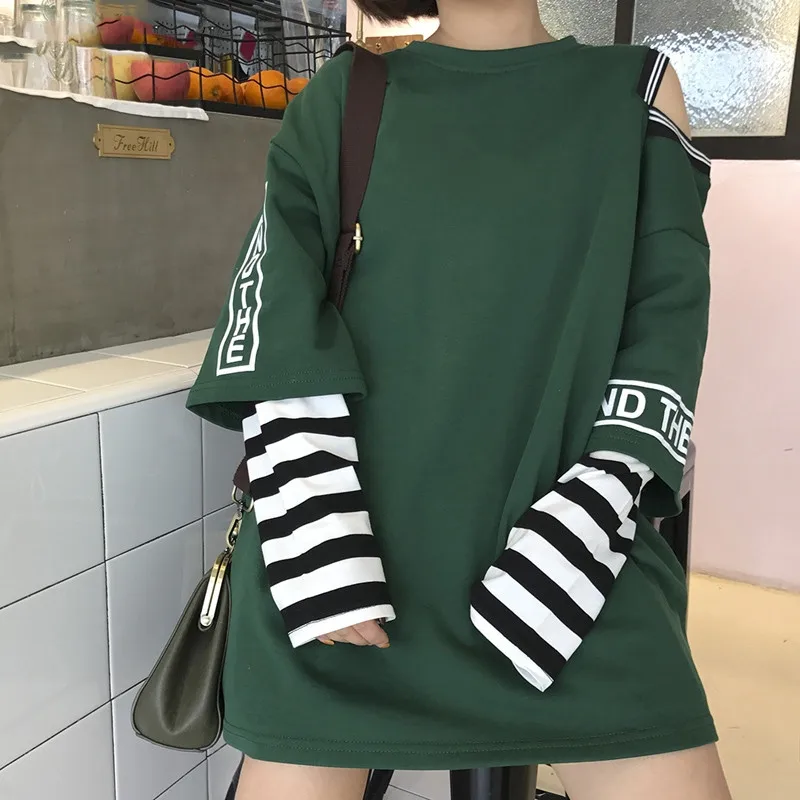 1 шт Harajuku поддельные из двух частей футболка Топы с принтом букв модные длинные