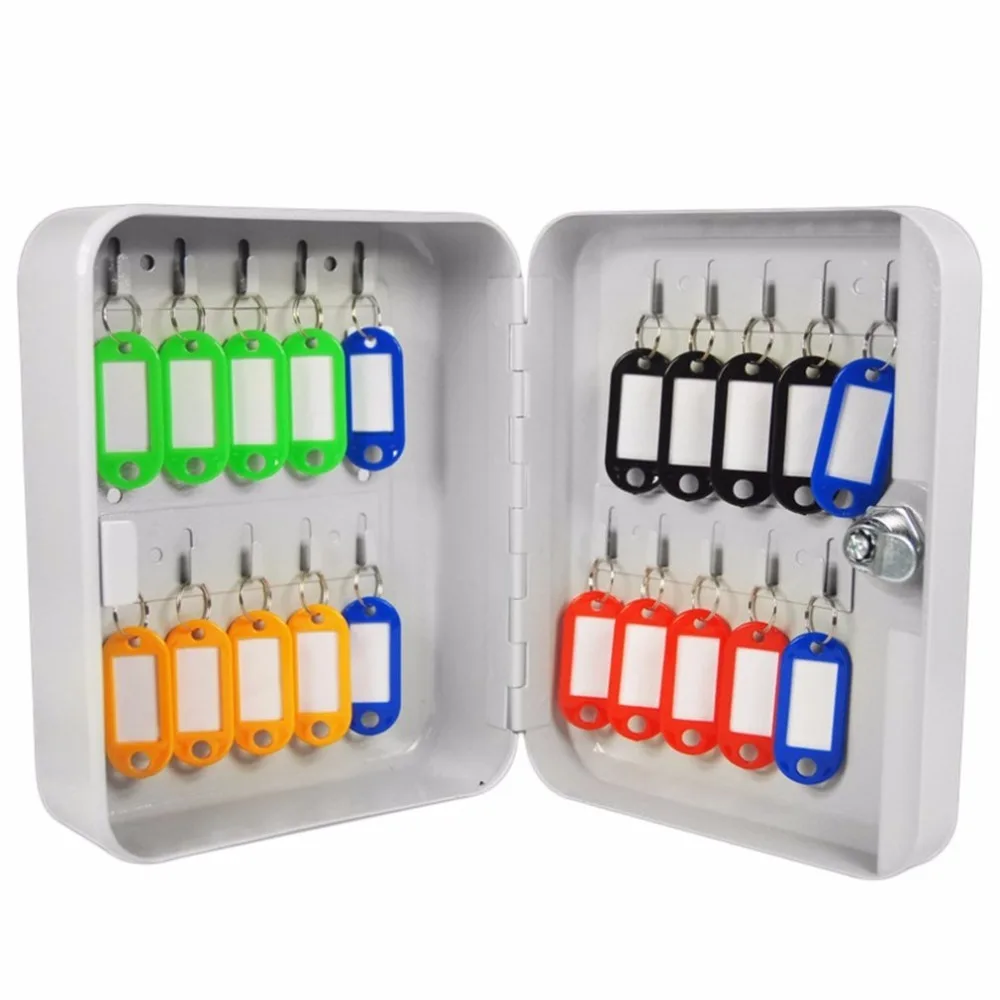 

Key Cabinet Lockable Metal Box With 20 Tags Wall Mounted Security Key Storage For Property Management Company Home Office