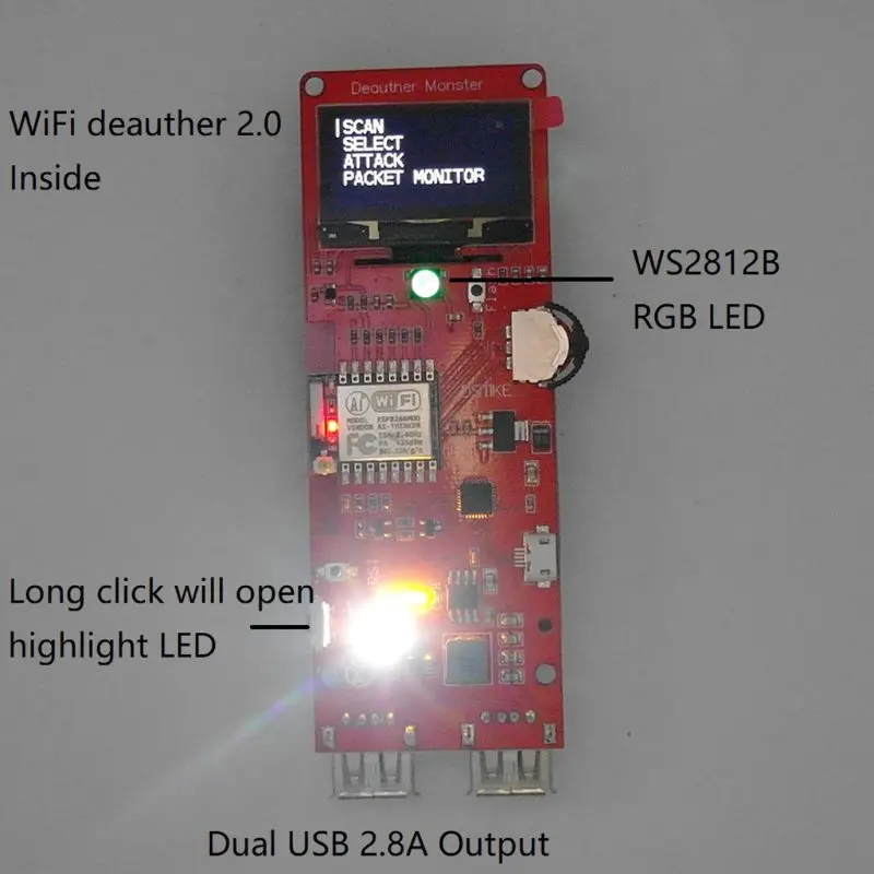 ESP8266 макетная плата WiFi Deauther атака/тест/помехи 1," OLED Быстрая зарядка 2 USB