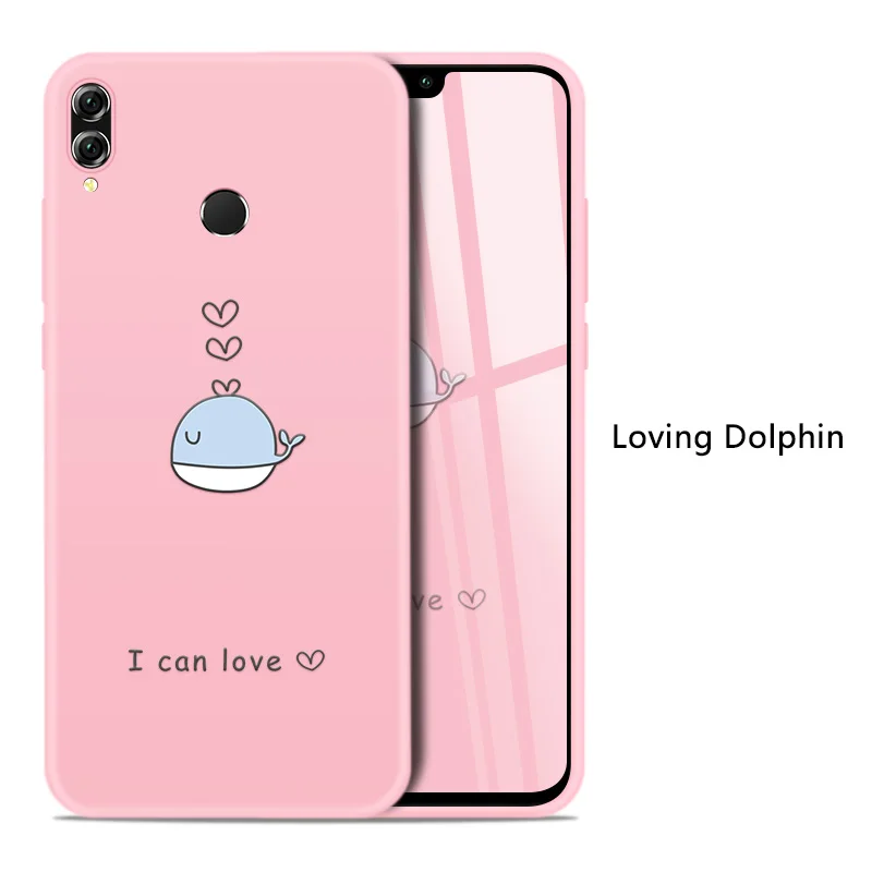 Loving Dolphin Милый чехол для huawei Honor 8x, силиконовый чехол, 3D рельеф, противоударный бампер для huawei Honor 9 10 Lite Y6 Y9, чехол - Цвет: Loving Dolphin