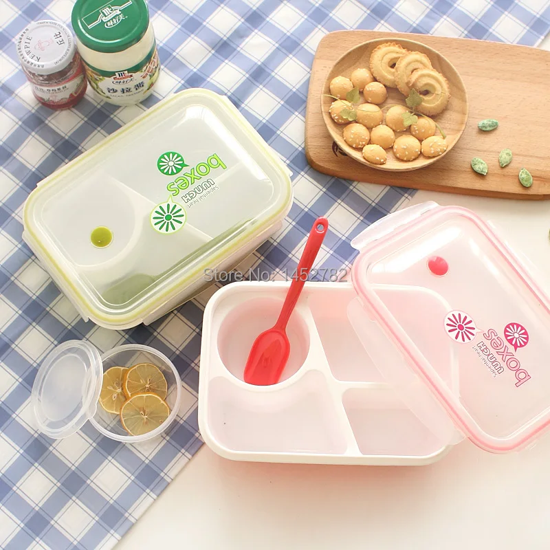 Детский Ланч-бокс пищевой материал подогрев микроволновой печи 3 ячейки с чашей