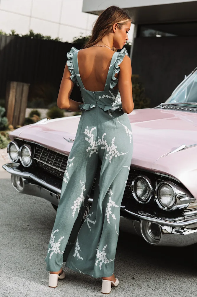 2019 тонкий комбинезон с открытой спиной и широкими штанинами|Комбинезоны c