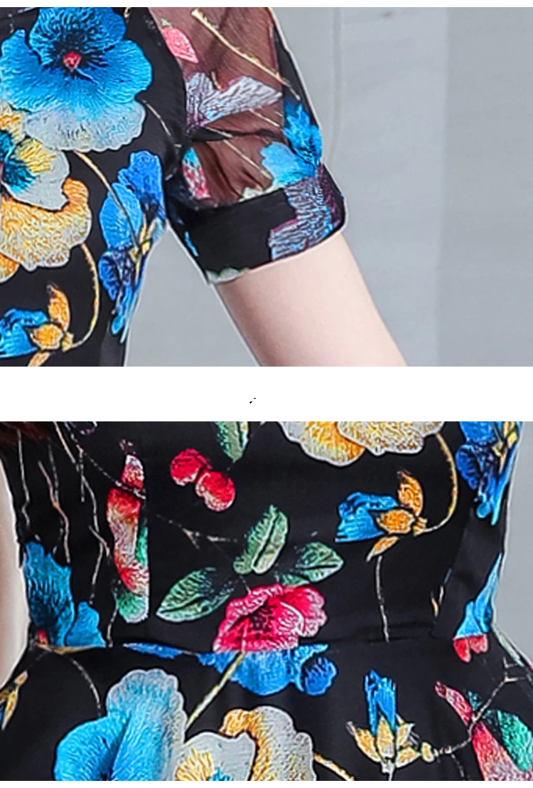 Summer Retro Elegant Chiffon Women Dresses Casual O-Neck Short Sleeve Dress Ladies Big Swing Party Beach A-Line Vestidos | Женская