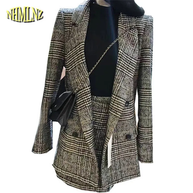 Осень Для женщин 2017 Новая мода решетки с длинными рукавами отложным воротником