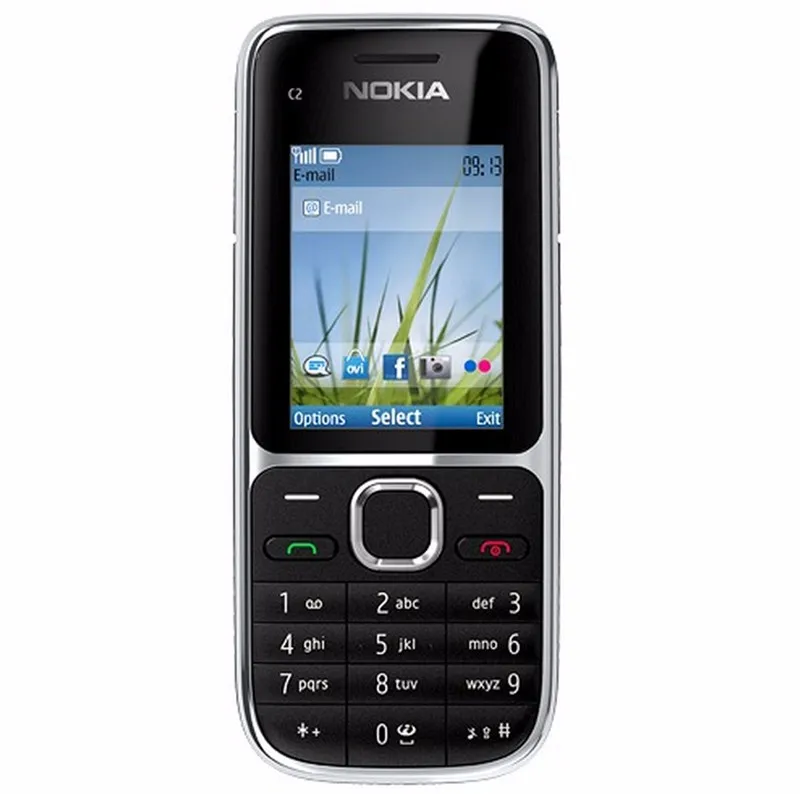 Разблокированный Nokia C2 C2-01 3.2MP 2," английский/русский/Иврит Клавиатура одноядерный черный/золотой 2G 3g мобильный телефон