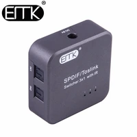 emk digital spdif toslink optical audio cable switch 3x1 with ir remote controller support 5 1 bidirectional manual switcher