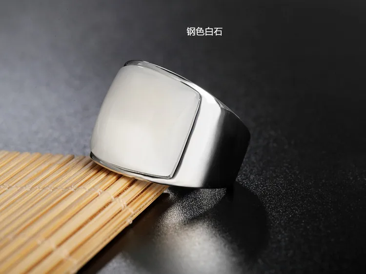 White Модное серебряное максимальное цветное кольцо для женщин и мужчин, индивидуальное увеличенное кольцо, широкая версия Декоративного Кольца с синим камнем, ювелирное изделие - Цвет основного камня: White