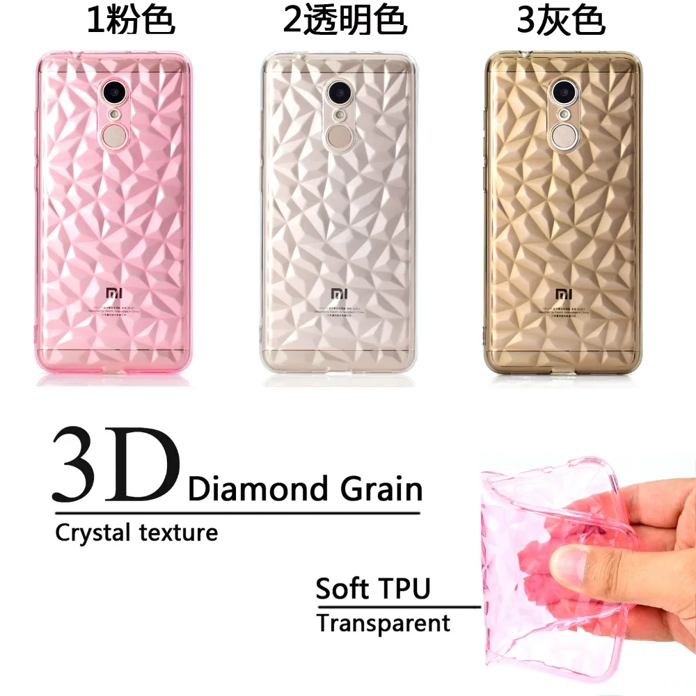 For redmi 5 case 3D Diamond pattern soft TPU silicone Transparent for 6 shockproof shell back cover |