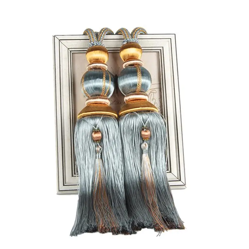 Light Blue 1 пара веревки для штор подхваты для штор Висячие кисточки подхваты для штор аксессуары жемчуг шар бисером висячий шар 40 - Цвет: Light Blue