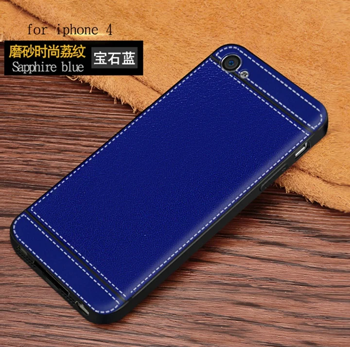 Силиконовый чехол с зернистой фактурой для iPhone 4 искусственный кожаный мягкий из