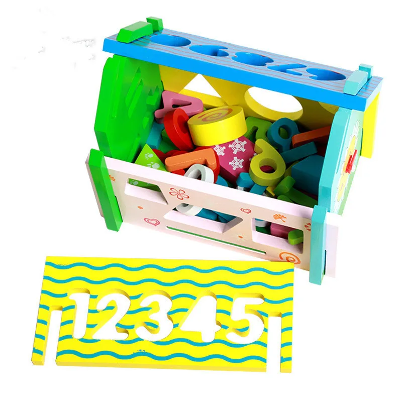 Красочные деревянные съемные цифры геометрические модели дома строительные