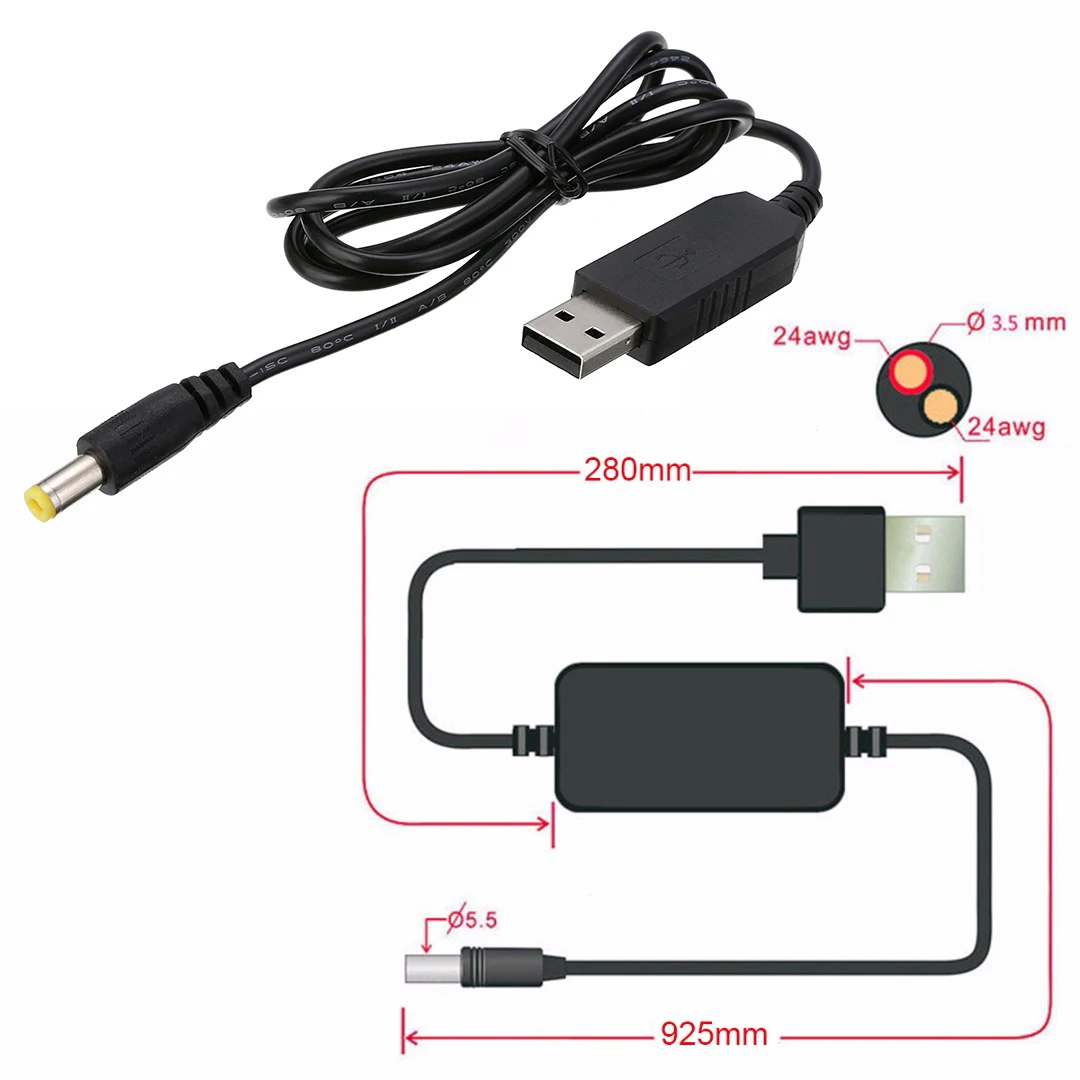 DC-DC конвертер USB кабель для передачи данных Мужской Разъем 5V до 9 V/работающего на постоянном токе 12 В в Jack 5,5*2,1 мм шаг вверх Мощность модуля преобразователя адаптер кабель Mayitr