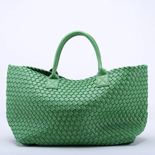 Green OLOEY, новые тканые сумки, имитация овчины, звезда, сумка на плечо, Большая вместительная сумка-мешок, тканая сумка-тоут, женские кожаные сумки - Цвет: Green