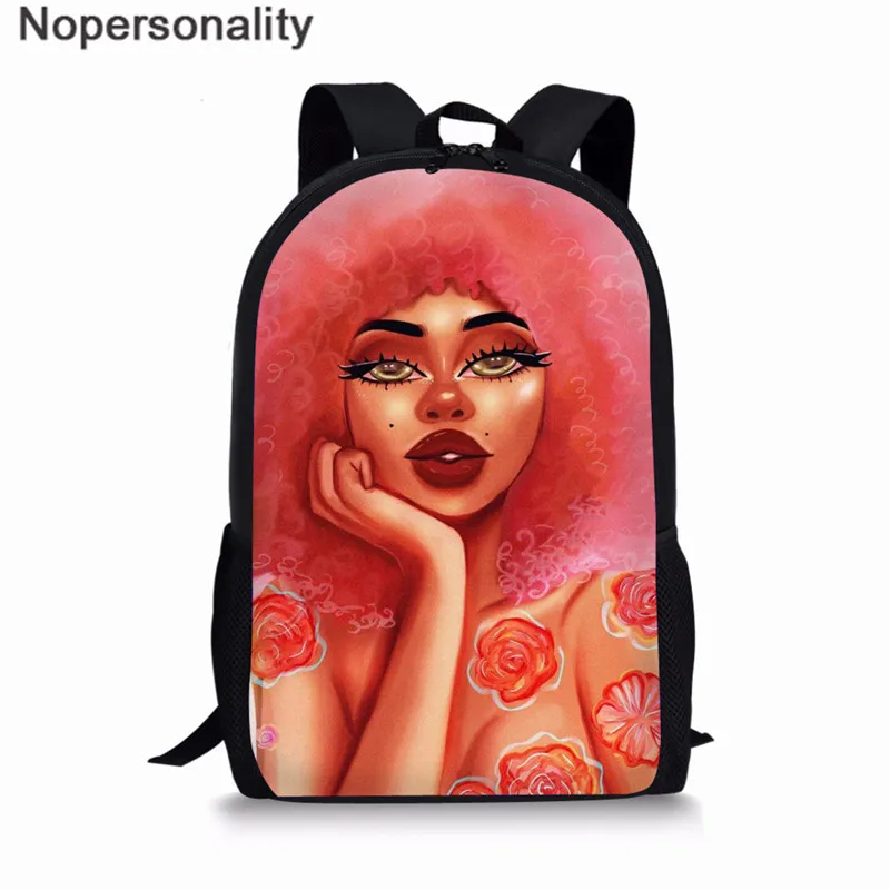 LH1050C Nopersonality Black Art Afro Girl Print African Backpack for School Teenage Girls Book Bags Toddler Schoolbag Mochila Escolar - Цвет: LH1050C