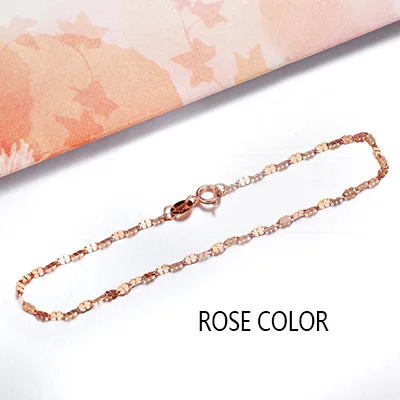 Rose color Женские браслеты из чистого золота 18 К, хорошее ювелирное изделие, подарок на четыре клевера, тонкие трендовые однотонные браслеты 750 пробы, вечерние браслеты - Цвет камня: Rose color