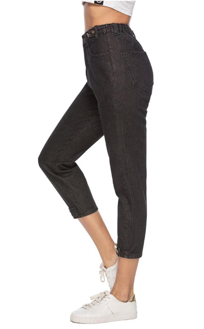Твердые slim fit штаны-шаровары джинсы Для Женщин Эластичные Ближний талии тощий карандаш синие джинсы Штаны молния отбеленные джинсы-варёнки Для женщин