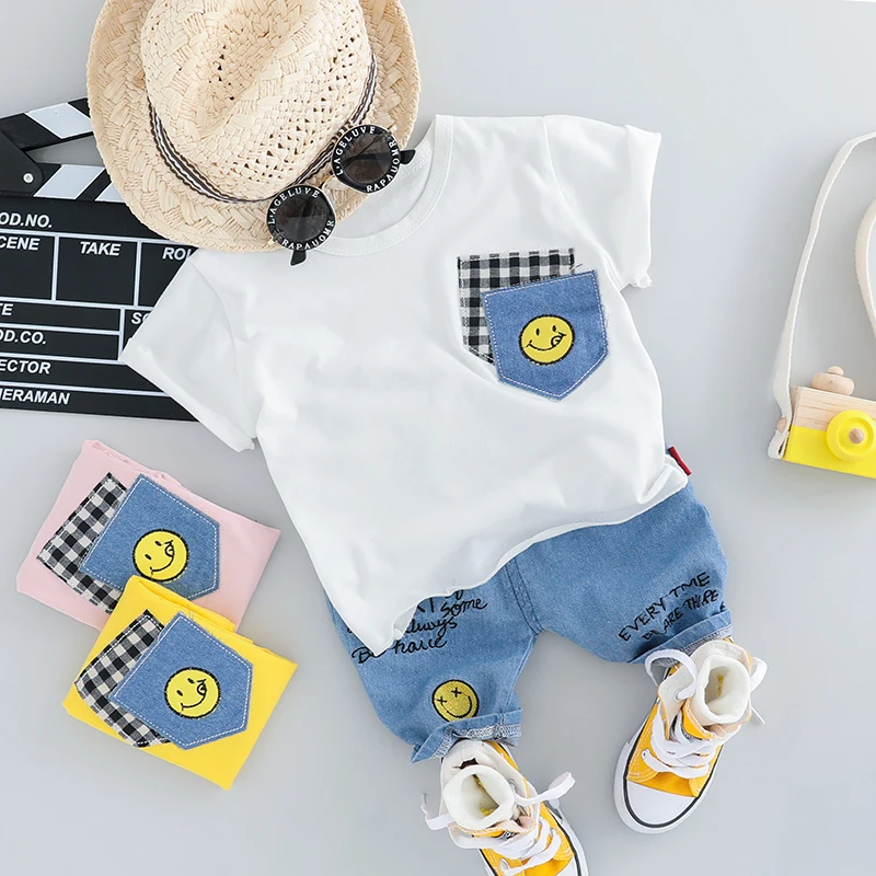 2019 летние комплекты одежды для маленьких мальчиков и девочек Одежда младенцев