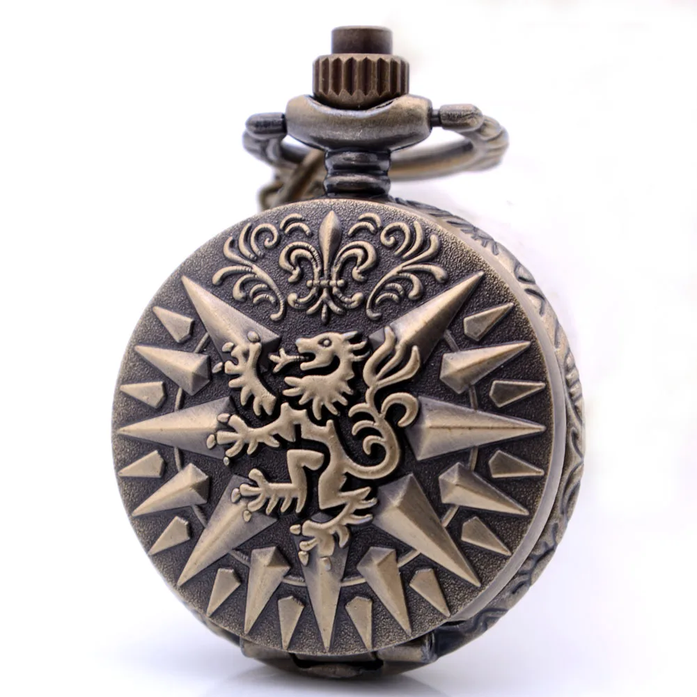 Маленький размер винтажный антикварный Дом Ланнистеров, Hear Me Roar Игра престолов Мужские кварцевые карманные часы ожерелье цепочка relogio de bolso
