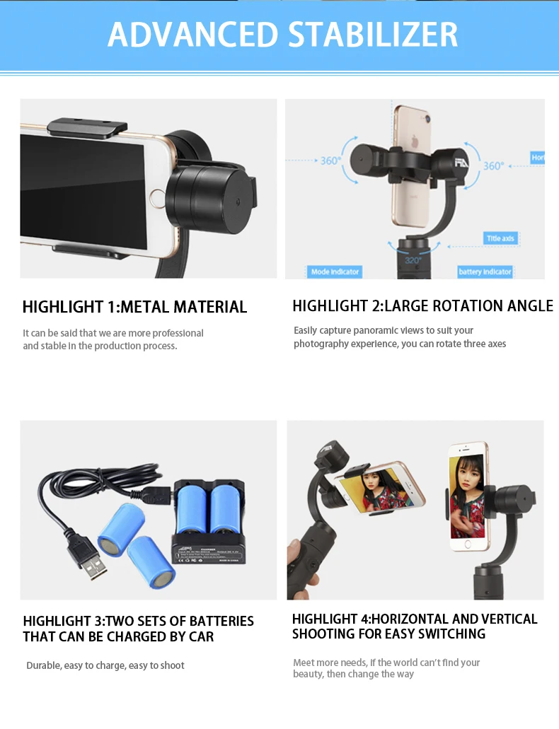 AFI V3 3-осевой Gimball Dslr стабилизатор для телефона ручной карданный смартфон для Iphone X, 8 Plus, 8, 7 samsung S9 S8 и экшн Камера