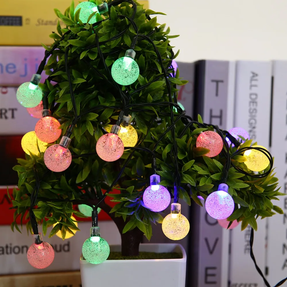 Solar Light Waterproof Outdoor Garden String Lights Fairy Lawn Lamps Crystal Ball Christmas Tree Decor | Лампы и освещение