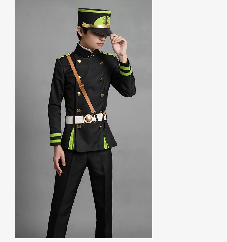 Costume Hat Wig Серафим конца Owari no Serafu Yuichiro Hyakuya униформа косплей костюм со шляпой и париком - Цвет: Costume Hat Wig