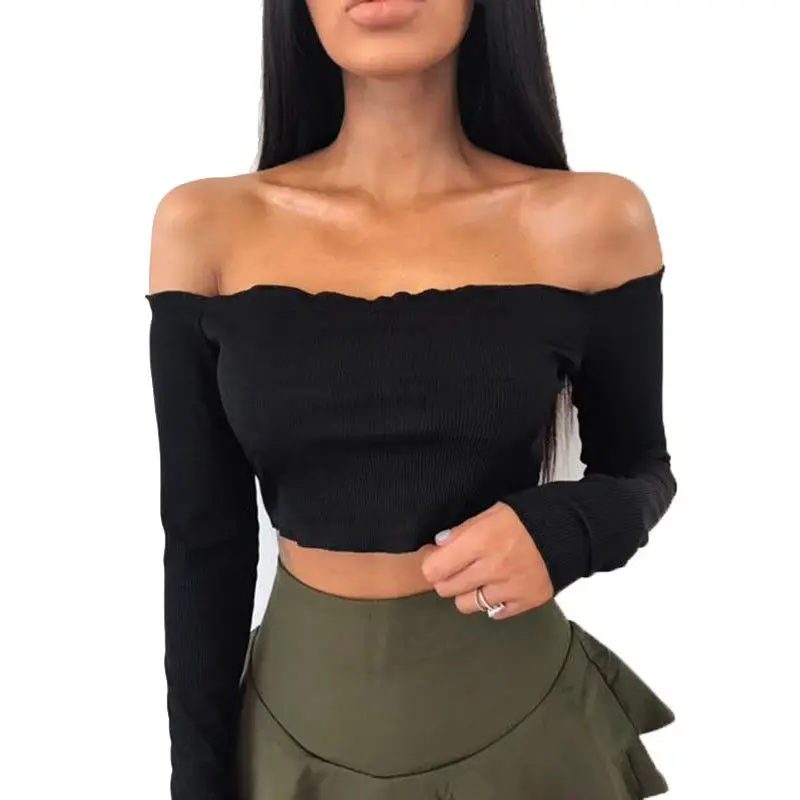 Пикантная обувь для женщин Повседневная Блузка с открытыми плечами толстовка