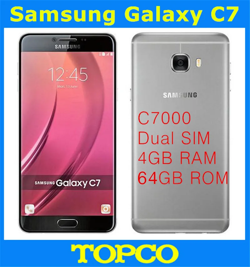Оригинальный разблокированный Samsung Galaxy C7 64 ГБ GSM 4G LTE Восьмиядерный 5 7 дюйма 16 МП