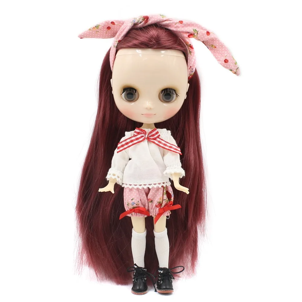 

ICY DBS blyth doll middie doll deep red hair joint body 1/6 1/8 30cm 20cm sister same suit family toy BL12532