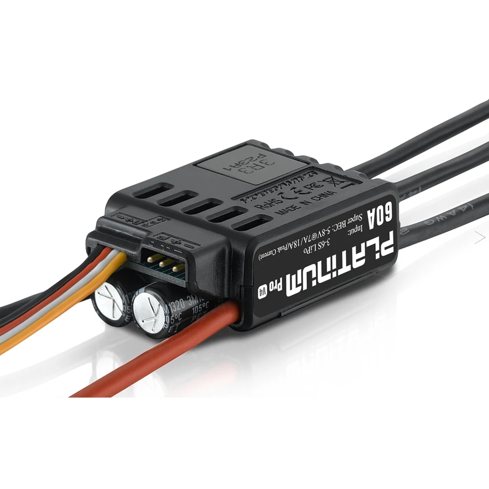 Оригинальный Hobbywing Platinum 60A PRO V4 ESC (3S 6S) для вертолета 450 480 Heli (Пропеллер: 325 360