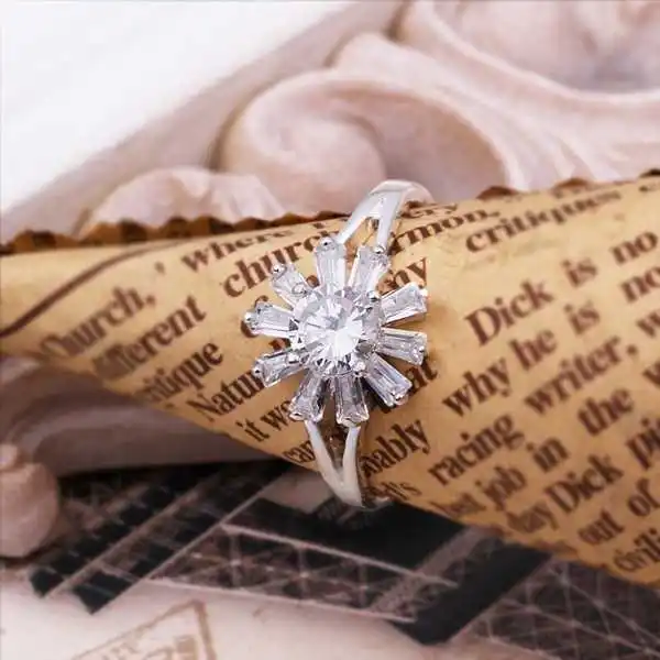 Горячие продажи exo посеребренные кольца инкрустированные камнем фейерверк