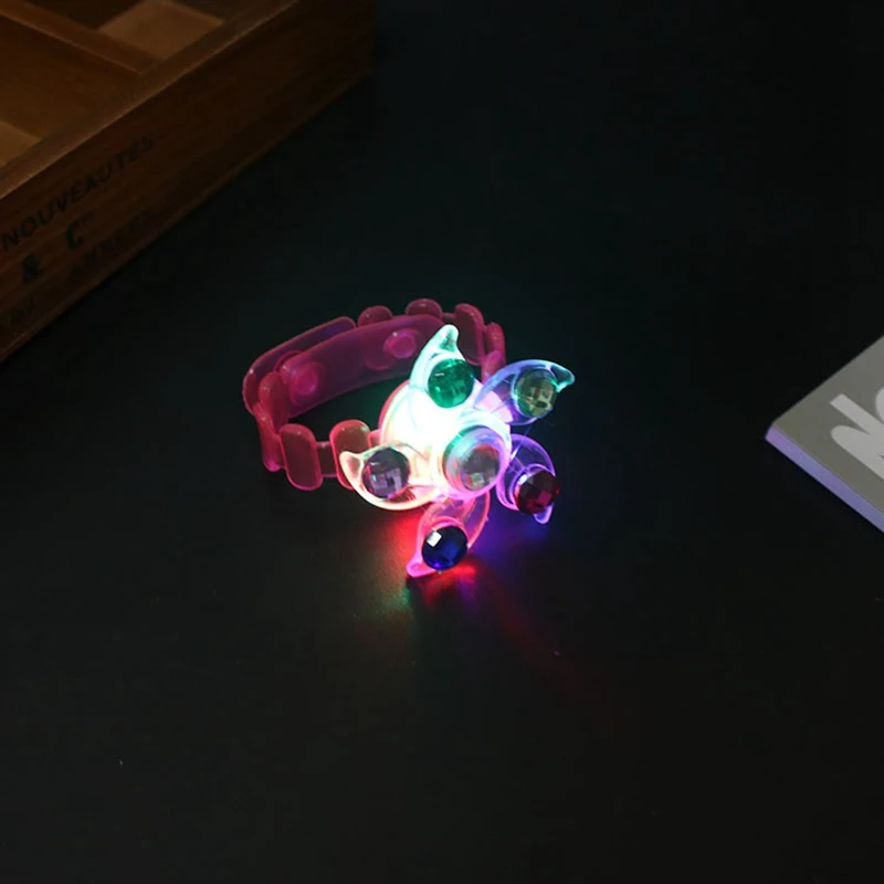 Children's Luminous Wrist Band Manual Rotating Soft Flash Gyro Bracelet LED Cartoon Lights Glow In The Dark Toys for Kids